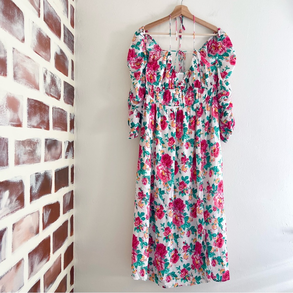 For Love & Lemons Becca Floral Midi Dress Size Large